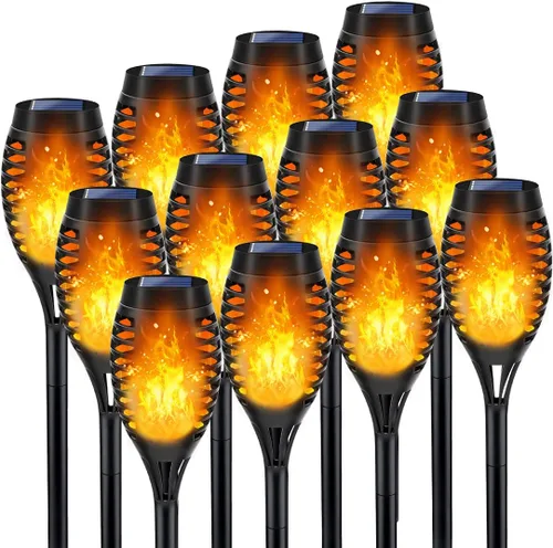 Vista 8 de Luces Solares para Exteriores, Paquete de 6 Luces Antorcha Solar con Llama Parpadeante, Luces de Navidad Impermeables para Decoración de Navidad
