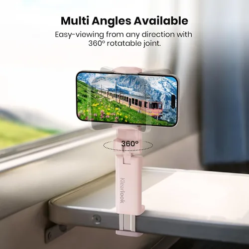 Vista 3 de Klearlook - Paquete de 2 soportes universales para teléfono de avión, soporte giratorio de 360° para mesa y escritorio de bandeja de avión, soporte