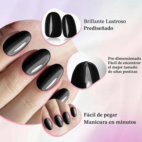 Vista 4 de 576 piezas de uñas postizas ovaladas a presión, kit de uñas postizas cortas