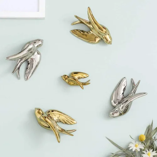 Vista 9 de BESPORTBLE 1 estatua de pájaro para colgar en la pared, decoración de pared de cerámica, adorno de estilo nórdico para decoración, diseño de ahorro