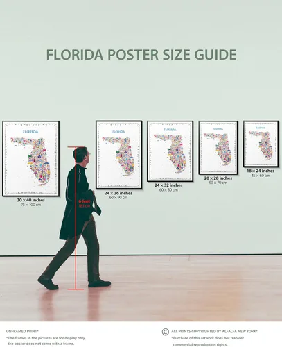 Vista 5 de Alfalfa NY - Arte de pared icónico de Florida, 18 x 24 pulgadas, sin marco, impresión artística retro brillante y colorida del estado del sol