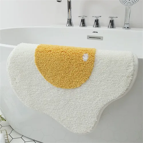 Vista 6 de Ankah Alfombra de baño bonita alfombra antideslizante para baño, absorbente, extrasuave, diseño adorable, 22 x 30 pulgadas, huevos escalfados