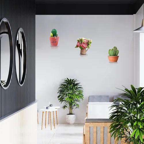 Vista 8 de Estante pequeño de acrílico, mini estante flotante de pared, estante de almacenamiento montado en la pared, para figuras pop, plantas, fotos