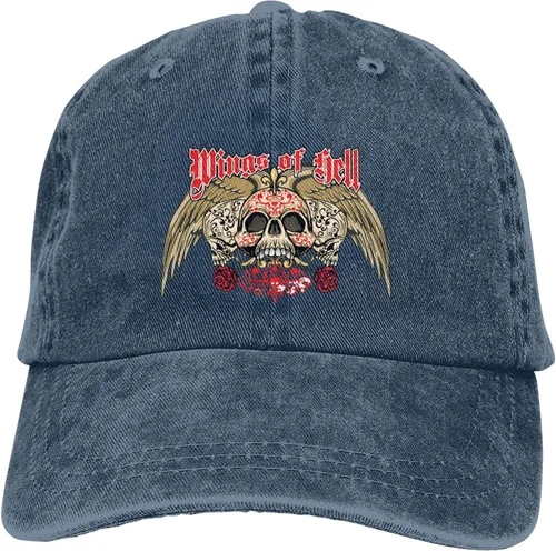 Vista 9 de Cowboy Hat Trendy Hats for Man and Women Djustable Four Season Outdoor Baseball Cap of Hell Skull with Angel Navy Blue