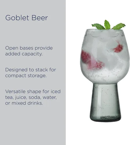 Vista 5 de Mikasa Phoebe Goblet - Vaso de cerveza (4 unidades), color humo