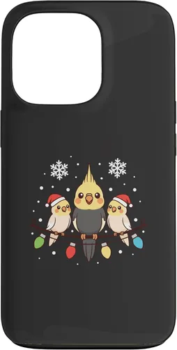 Vista 10 de Bird Cockatiel Holiday Trio Perched Cartoon Cheer Case for iPhone 16