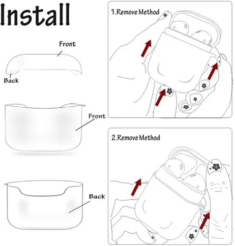 Vista 6 de Funda para Airpods Pro LitoDream Lindo Elegante Funda protectora de piel portátil y a prueba de golpes para mujeres y hombres con llavero