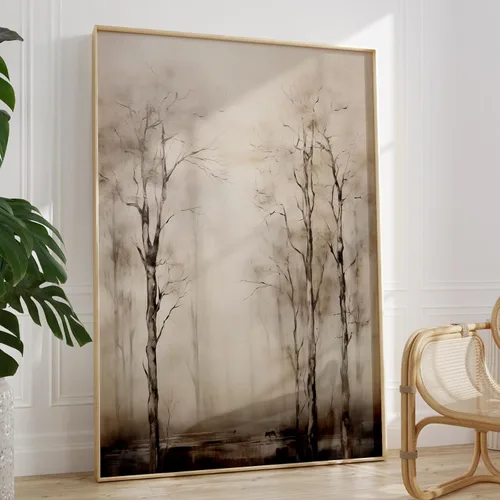 Vista 16 de Dthllay Impresiones Vintage de Bosque Paisaje Vintage Arte de Pared en Lienzo Cuadro Neutro Pintura Abstracta de Bosque Arte de Pared de Paisaje