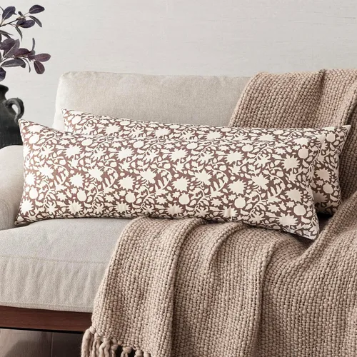 Vista 9 de Foindtower - Juego de 2 fundas de almohada decorativas con flores neutras estilo farmhouse, fundas de almohada boho para sofá, sofá cama