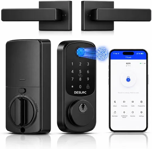 Vista 21 de DESLOC Cerradura de puerta inteligente de huella dactilar B200, cerrojo de Negro