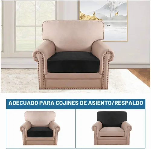 Vista 3 de H.VERSAILTEX Funda de cojín elástica de terciopelo para sofá, funda de cojín de felpa para cojines de silla, protector de muebles, cojín de asiento