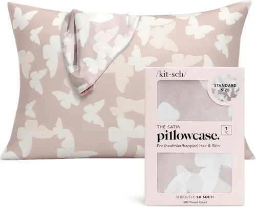 Vista 34 de Kitsch Funda de almohada de satén con cremallera, tamaño estándar, Aura