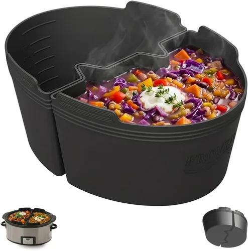 Vista 13 de FROVEN Forros de silicona para olla de cocción lenta de 4-4.5 cuartos, ovalados – Reutilizables, acolchados, con peso y resistentes. Compatibles