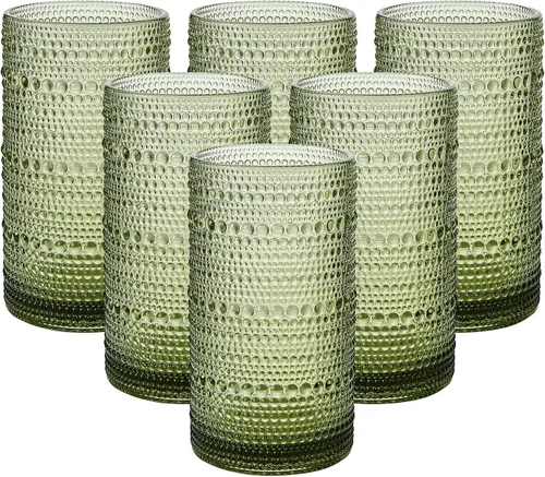 Vista 11 de Juego de 6 vasos de beber transparentes con tallo y pajitas (Juego de 12 vasos transparentes), 16 onzas