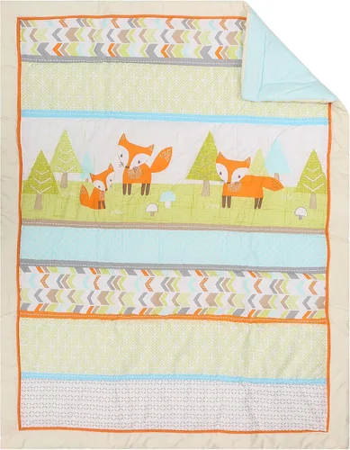 Vista 2 de Juego de ropa de cama de 3 piezas de algodón naranja Fox Nursery Crib Set Unisex Animal Theme Baby Bedding Set