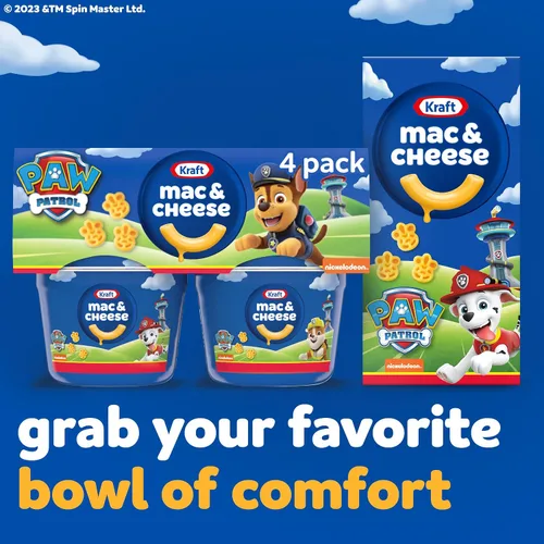Vista 8 de Kraft - Tazas de macarrones y queso fáciles de microondas con formas de pasta Nickelodeon Paw Patrol (paquete de 4 unidades, tazas de 1.9 onzas)