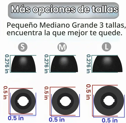 Vista 4 de Espuma viscoelástica de repuesto compatible con Beats Solo Buds/Fit Pro/Studio Buds + almohadillas para los oídos, 6 pares S/M/L Cancelar ruido