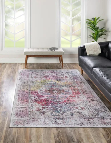 Vista 26 de Unique Loom Yara Collection - Alfombra de área Yash (2' x 3' Rectángulo, Lino Carbón/Beige)