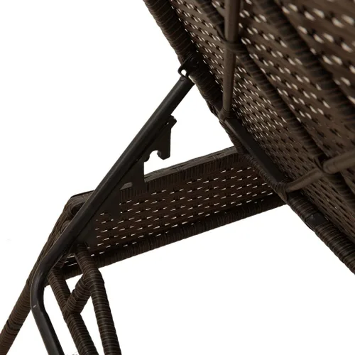 Vista 9 de Brown PE Rattan Sun Lounger Set, Adjustable Backrest, Powder-Coated Steel Frame, Plush Cushions, for Patio Garden Poolside