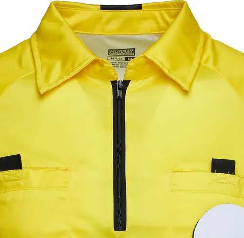 Vista 6 de Murray Sporting Goods Camiseta de árbitro de fútbol amarillo Camiseta oficial de árbitro de fútbol profesional para hombre, manga corta
