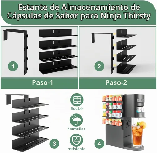 Vista 4 de Soporte para cápsulas de sabor para Ninja Thirsti WC1001 Soda Maker, estante de almacenamiento de 20 capacidades para cápsulas de sabor Ninja