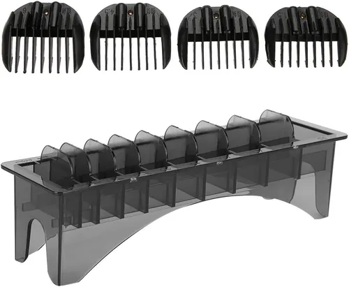 Vista 4 de Tyenaza Soporte para guardia de cortapelos, caja de almacenamiento de peine guía, 10 rejillas eléctricas para cortar el cabello, organizador