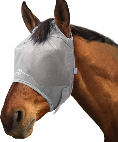 Vista 4 de Harrison Howard Máscara de mosca de caballo estándar original gris caballo grande