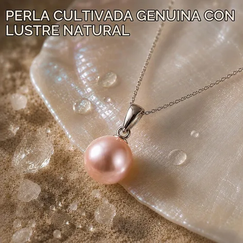 Vista 4 de The Pearl Source Real Freshwater Pearl Necklace for Women, Genuine Cultured Freshwater Pearls, Fine Jewelry Gift Rosa