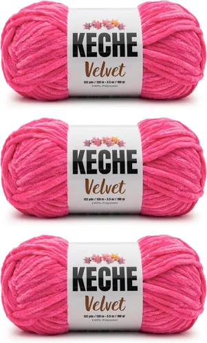 Vista 86 de Keche Hilo para ganchillo, hilo de terciopelo, chenilla suave, manta de bebé voluminosa amigurumi Yarn 3.53 oz (132 yardas) - Arona