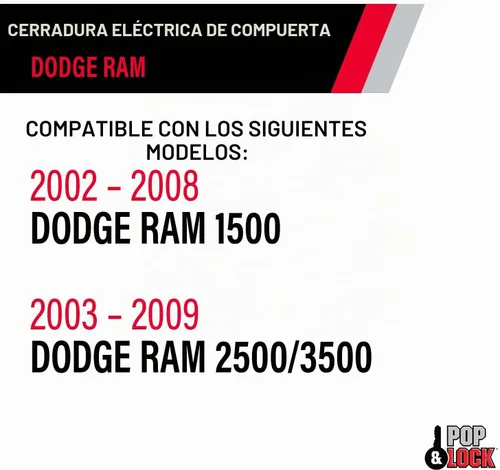 Vista 6 de Pop & Lock PL8340 Cerradura de portón trasero eléctrico para modelos Dodge Ram 1500, 2500 y 3500