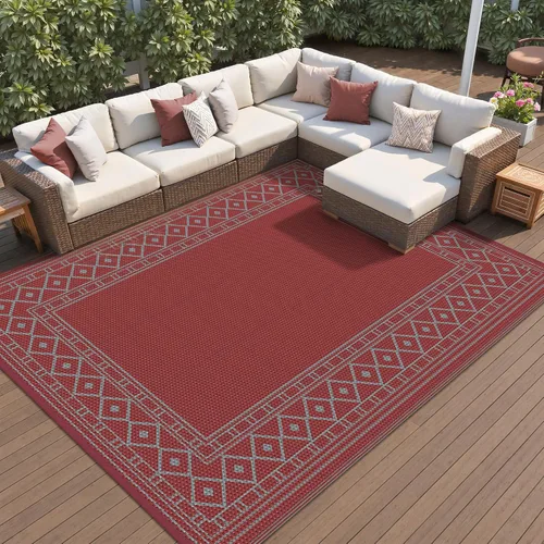 Vista 27 de GENIMO Alfombra de Exterior 5'x8' Impermeable para Patio, Alfombra de Paja de Plástico Reversible para Exteriores, Alfombras de Camping para Negro