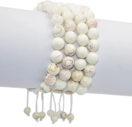 Vista 3 de AD Beads - Pulseras de gemas naturales de 0.39 pulgadas, cristales de sanación, macramé ajustable de 7 a 9 pulgadas