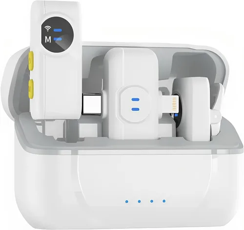 Vista 13 de MAYBESTA Micrófono Lavalier inalámbrico para iPhone y teléfono Android, micrófono de solapa Bluetooth para grabación de video con estuche de carga