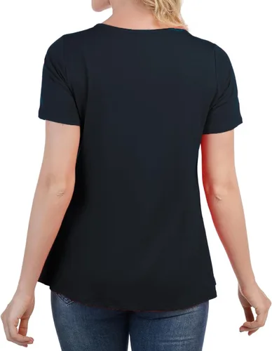 Vista 3 de Camisas plisadas de verano de manga corta con cuello en V para mujer