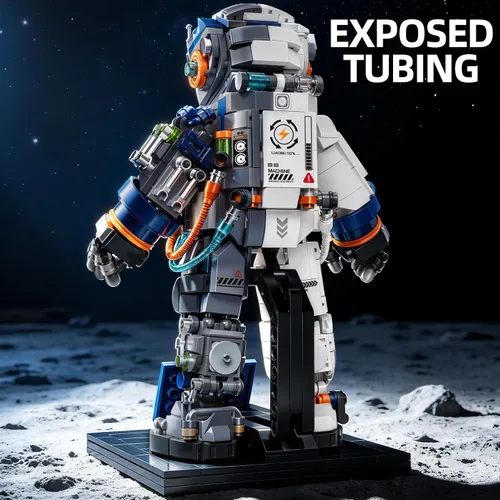 Vista 4 de Juego de construcción de astronauta espacial con luces LED y robot espacial