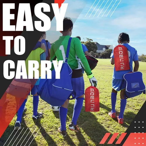 Vista 5 de Portería de fútbol infantil de 9 x 5 pies con bolsa de transporte, red de fútbol plegable portátil para entrenamiento en el patio trasero, uso