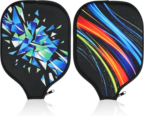 Vista 8 de 2 fundas de paleta de pickleball, neopreno duradero universal de 8.26 x 11.8 pulgadas con cremallera, bolsa de almacenamiento, se adapta a raquetas