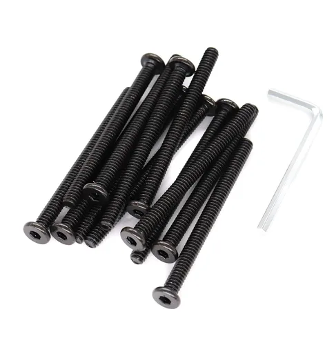 Vista 8 de 20 piezas Tornillos de casquillo de accionamiento hexagonal negro 1/4-20 x 1/2" para muebles, sillas, mesas, escritorios, cunas, camas, rosca