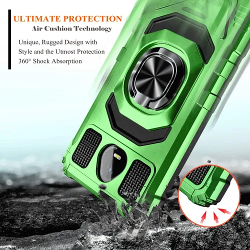 Vista 4 de Funda diseñada para Schok Volt SV55 con protector de pantalla [vidrio templado], funda protectora a prueba de golpes [grado militar] con soporte