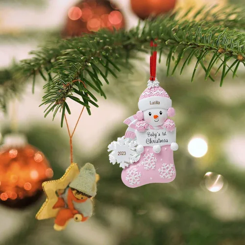 Vista 2 de Adornos de Navidad personalizados, nombres de familia, decoración de Navidad, decoración colgante de árbol, adorno de bendición de Feliz Navidad