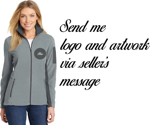 Vista 2 de Ink Stitch Mujeres L233 Custom Fleece Text Bordado Chaquetas - Multicolores, Gris