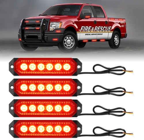 Vista 10 de HLauto Luces Estroboscópicas de Rejilla de Emergencia 406T: 4 Piezas de 6 LED con Función de Sincronización, Luz Intermitente de Advertencia de Ámbar