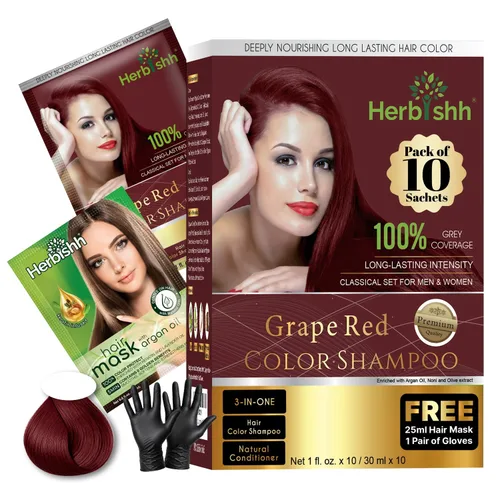 Vista 8 de Herbishh Dark Brown Travel Pack Champú Color 1 fl oz + Máscara de Argán 0.8 #Marrón oscuro