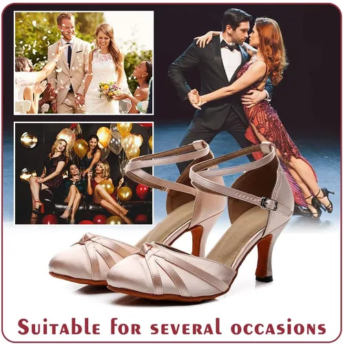 Vista 6 de VCIXXVCE Zapatos de baile de salón para mujer, con puntera cerrada, tacones de baile social