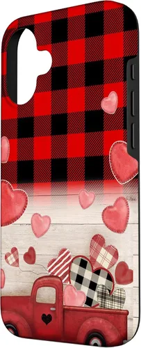 Vista 2 de iPhone 16 Red Buffalo Plaid Farmhouse Truck Farm Fresh Valentines Day Case