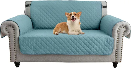 Vista 29 de UNBBRRL Funda de sofá reversible para perros y gatos, funda impermeable para muebles para mascotas y niños, protector de sofá con correas elásticas
