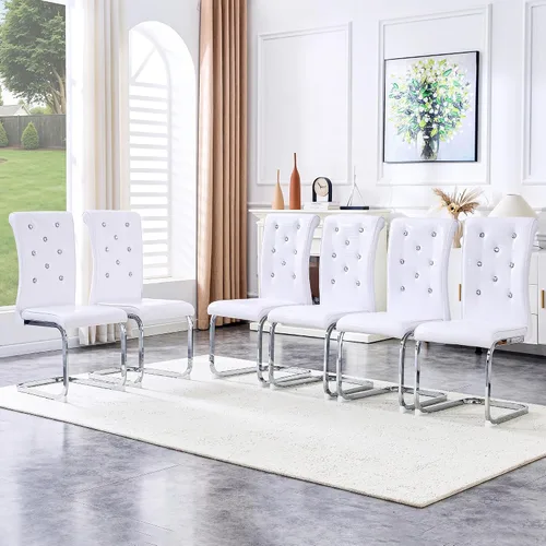 Vista 19 de gopop Juego de 2 sillas de comedor Juego de sillas de cocina modernas Cojín de piel sintética Patas de metal de alta resistencia Respaldo