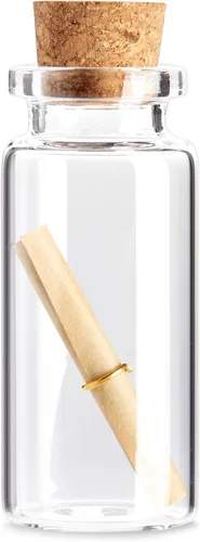 Vista 6 de Bright Creations Paquete de 48 botellas de vidrio pequeñas de corcho de 0.3 fl oz con mini pergaminos para cápsulas de tiempo, recuerdos de boda