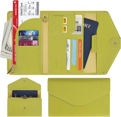 Vista 131 de Zoppen - Billetera de viaje con bloqueo RFID multiusos (Ver.4) Portatarjetas de pasaporte y vacunas, organizador de documentos de tres pliegues