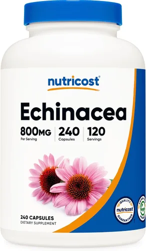 Vista 6 de Nutricost Echinacea 800 mg, 240 cápsulas, 2 botellas, tapas vegetarianas, sin OMG, sin gluten, 120 porciones